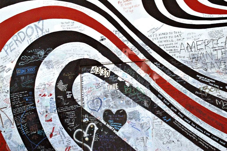 Memorial wall for musician Elliott Smith.